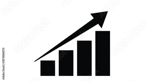 black bar chart with upward trending arrow on white background