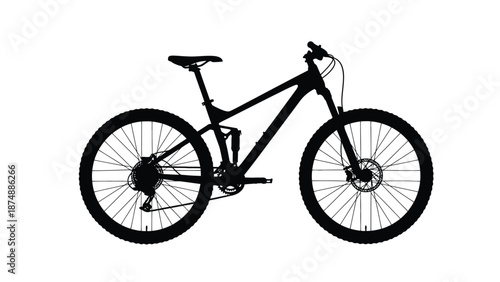 a black mountain bike with a white background