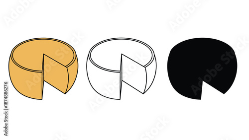 Three pie charts in different colors on a white background