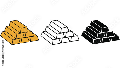 A colorful illustration of gold, silver, and black metal bars side by side