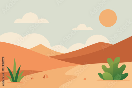Modern Eco Desert Landscape Vector 