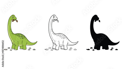 A colorful illustration of three dinosaurs in different styles and colors