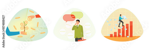 Investment growth concept. Second opinion. Professional Man Thinking. Skill development to success.