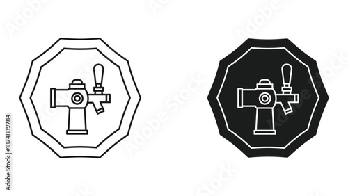 Vector Telescope Icon Set - Octagonal Design