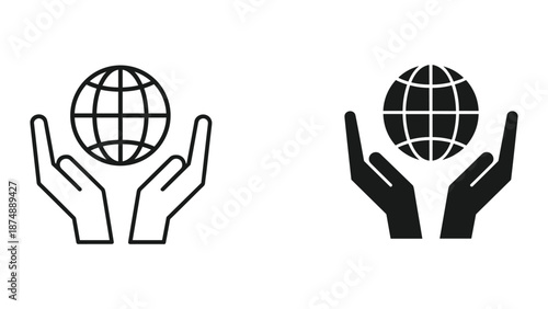 Earth Care Icons - Hands Holding Globe Symbol