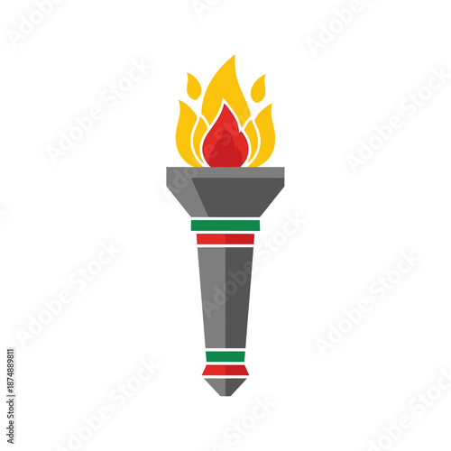 Gray torch with red hot flame symbolizing triumph, victory, and athletic pursuit