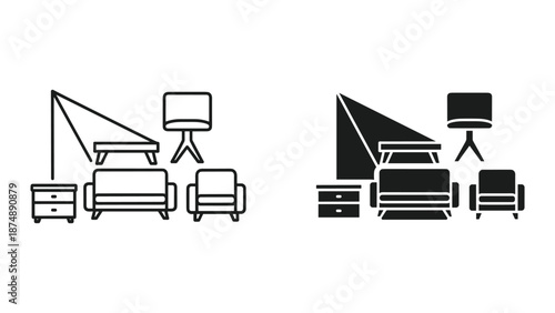 Vector Illustration of Modern Bedroom Furniture Setup