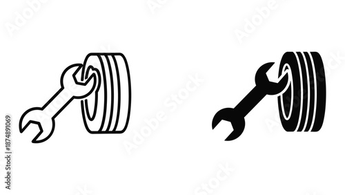 Tire Maintenance and Repair Icon Set