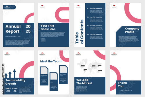 Company annual report template for 2025. Business presentation template for company.