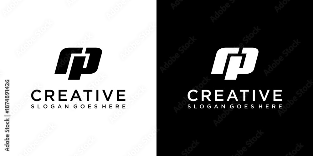 Fototapeta premium RP or PR initial letter logo design vector template