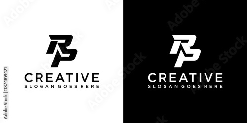 RP or PR initial letter logo design vector template