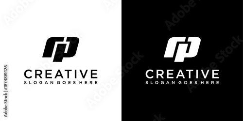 RP or PR initial letter logo design vector template