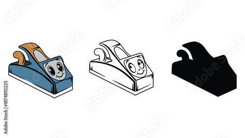 A set of three cartoon plane tools in different colors and styles
