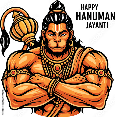Powerful Lord Hanuman Deity Portrait