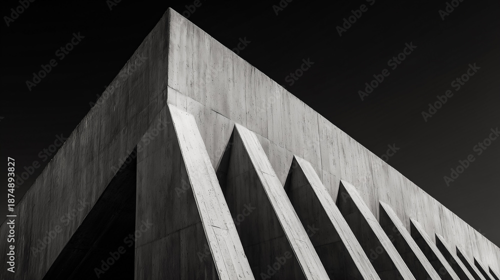 Fototapeta premium Minimal art of modern architecture with geometric structure and dramatic light contrast