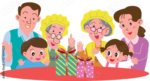 米寿を祝う家族
