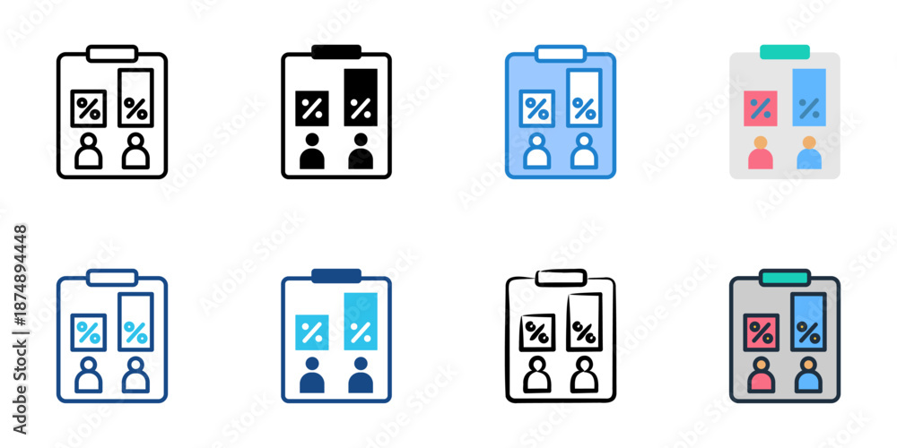 Fototapeta premium Exit Polls icons set multiple style collection. Editable stroke
