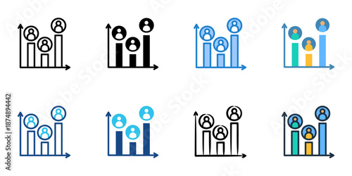 Voting Trends icons set multiple style collection. Editable stroke 
