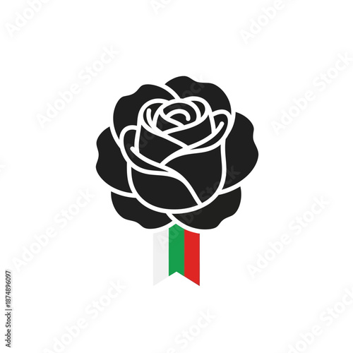 Black rose symbol red white green ribbon graphic icon mourning