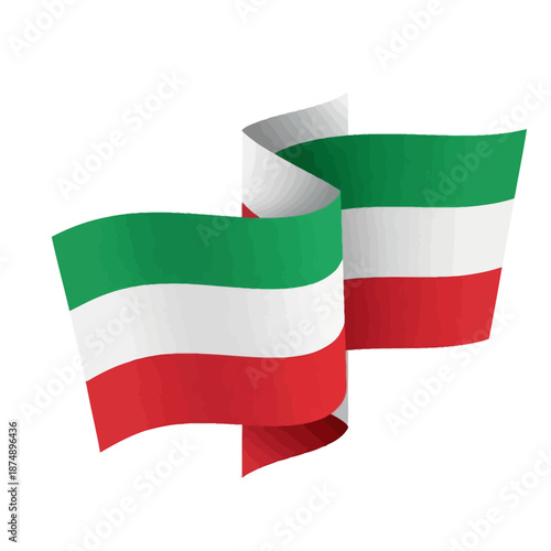 Bulgarian flag wavy ribbons in white green and red dynamic design