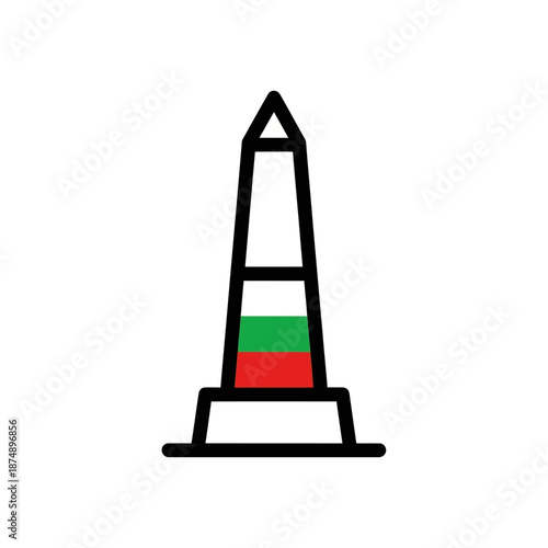 Bulgarian obelisk monument with Bulgarian flag colors and clean design