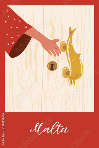 Malta hand drawn travel vector illustration, card.