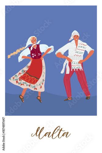 Malta hand drawn travel vector illustration, card.