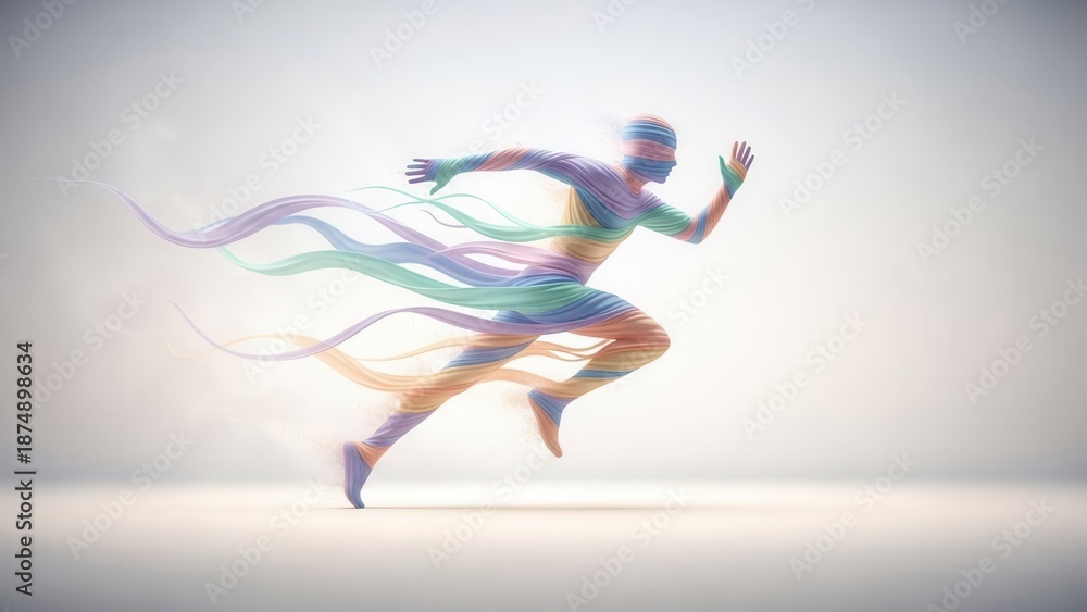 Fototapeta premium Abstract Colorful Running Man with Motion Blur Effect