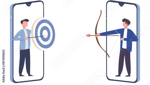 Remarketing or behavioral retargeting in digital advertising, online ads that will follow target audience across all using devices,