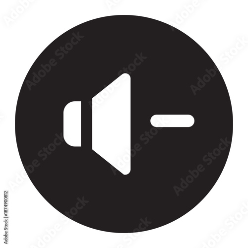 Volume Down Audio Control Icon | Circle Glyph Icon