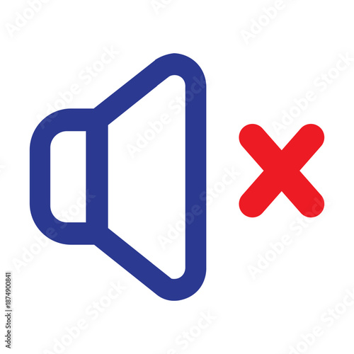 Volume Mute Audio Control Icon | Red and Blue Line Icon