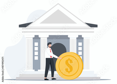 Investment bank financial service to provide invest advisory, wealth management or loan for company, money growth or profit and earning concept,
