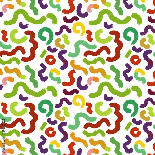 Colorful playful brushstroke pattern seamless background for lively designs