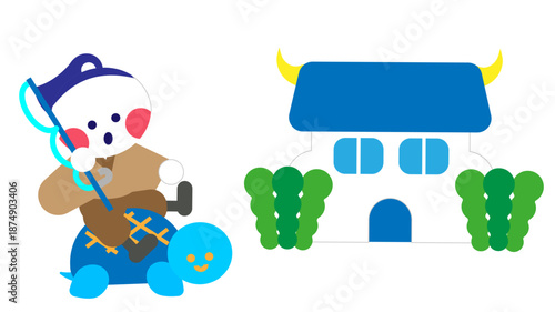 浦島太郎と竜宮城の入り口を描いたイラスト