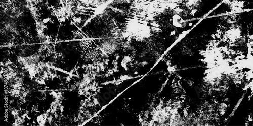 Grunge black and white crack paper texture design. Grunge surface wall cracks brushed plaster wall. Abstract seamless vector gray concrete texture. Gray distressed grunge texture or panorama wall art.