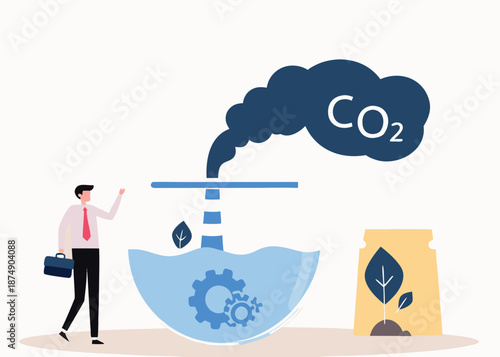 Reduce carbon footprint, decrease emission and pollution produce, global warming and environmental recovery plan concept,