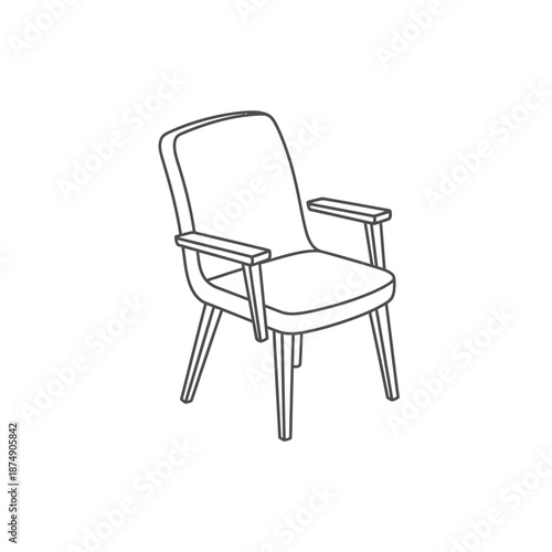 Modern Armchair Line Art Icon Isolated on White Background