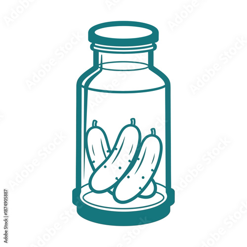 Jar of Pickles Icon: Simple Line Art Illustration