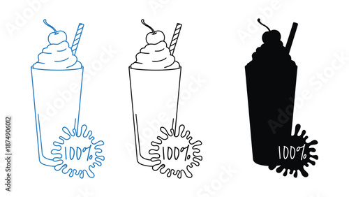 A colorful illustration of milkshakes in different stages of design