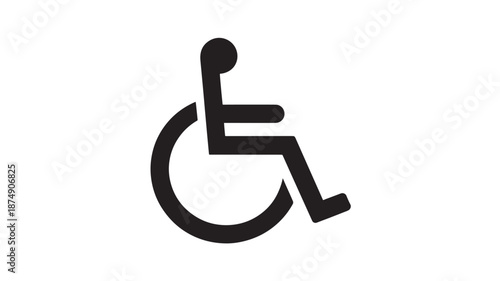 Wheelchair Symbol in Simple Design with Black Color on White Background for Accessibility Sign
