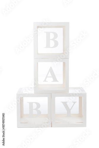 wooden toy blocks on white background