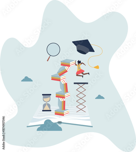 Growth education and development from book reading.life and employment of people.