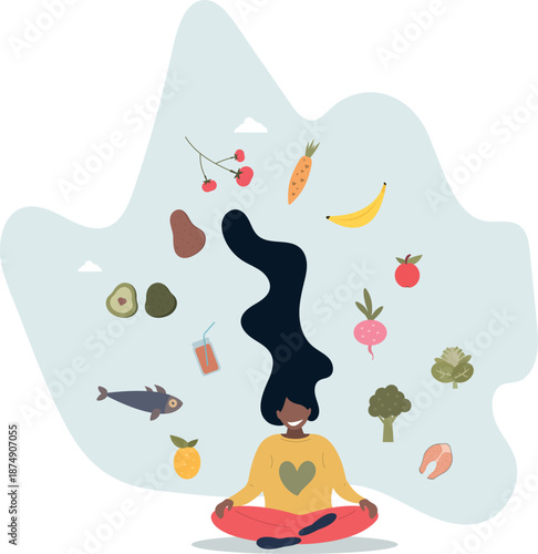 Mindful eating and daily diet with harmony and balance.life and employment of people.