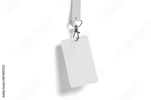 Id card name tag, badge mockup. Lanyard card blank on transparent background.	