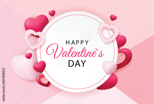 Valentine's day greeting card with hearts and butterfly