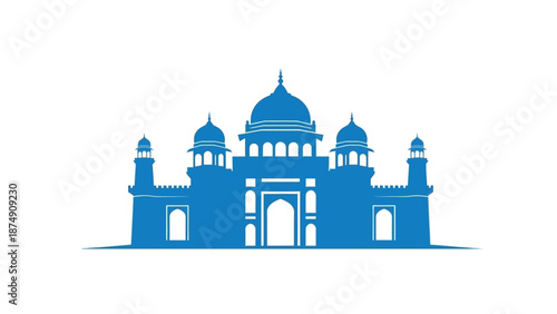 Blue Silhouette of Traditional Indian Architecture