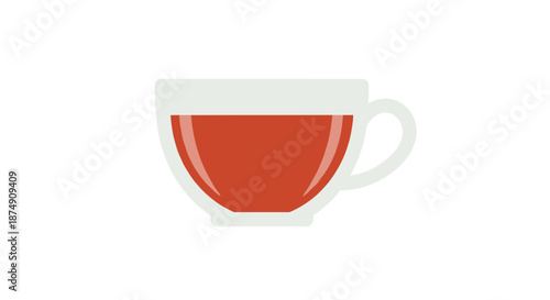 Minimalist illustration of a rooibos tea cup isolated on a white background, showcasing a simple and clean design with a modern aesthetic