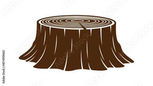 Tree Stump Illustration - Rustic Wood Cut and Rings