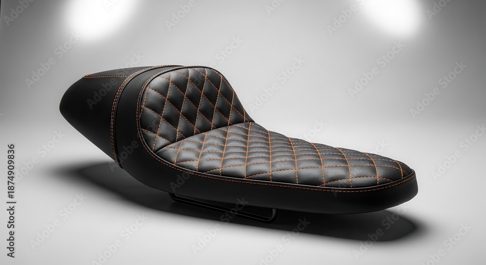 Obraz premium Custom upholstered motorcycle saddle features diamond stitching detail in a setting