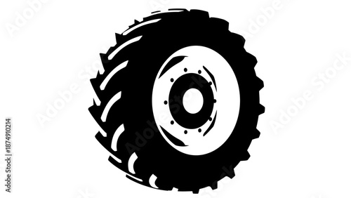 Black Tractor Tire Silhouette - Agricultural Machinery Detail
